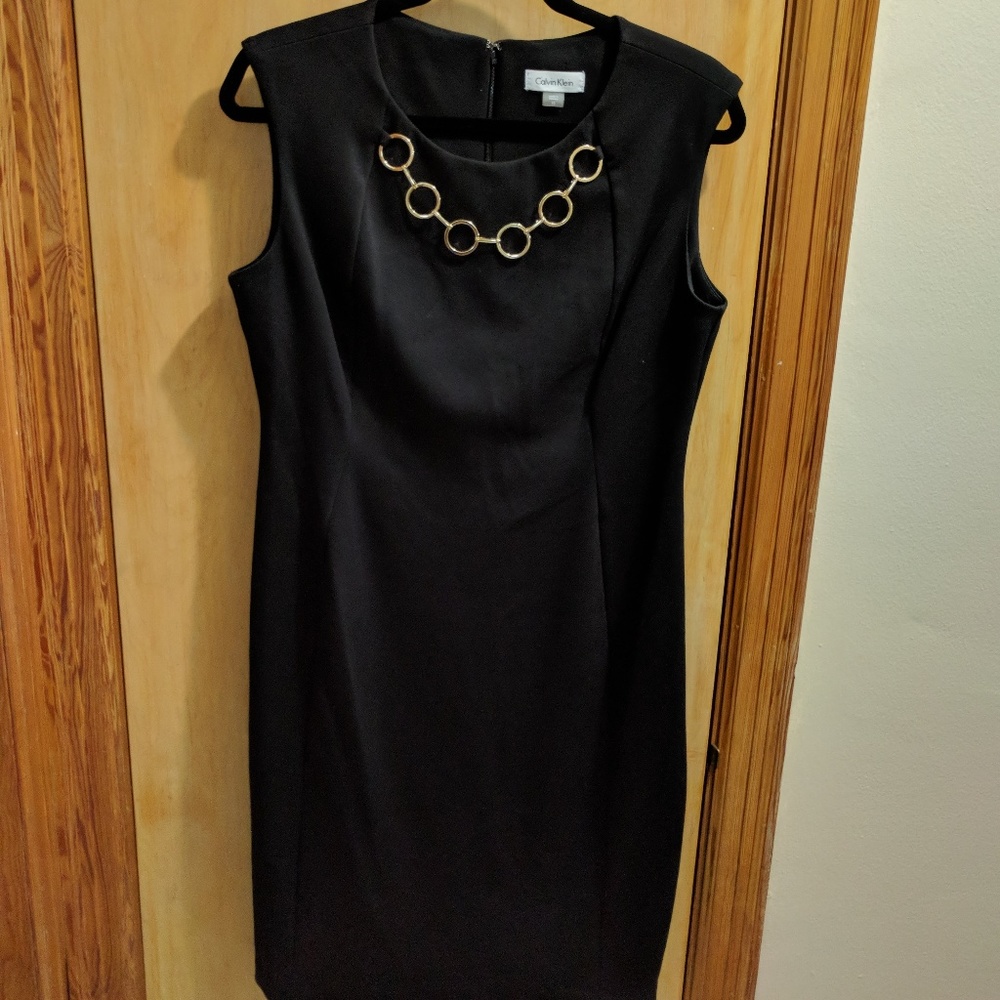 Calvin Klein Sheath with Gold Necklace